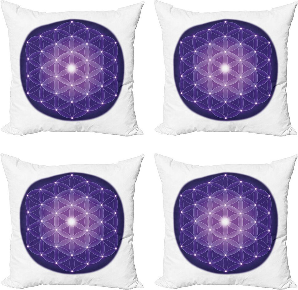 ABAKUHAUS Geometrie Kissenbezug Set (4 Stück), traditioneller Stil Design, Moderner Doppelseitiger Digitaldruck, 60 cm x 60 cm, Lila