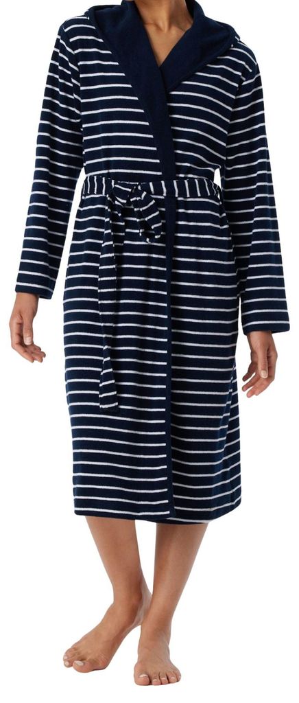Schiesser peignoir feather terry bathrobe with hood navy Image du produit 