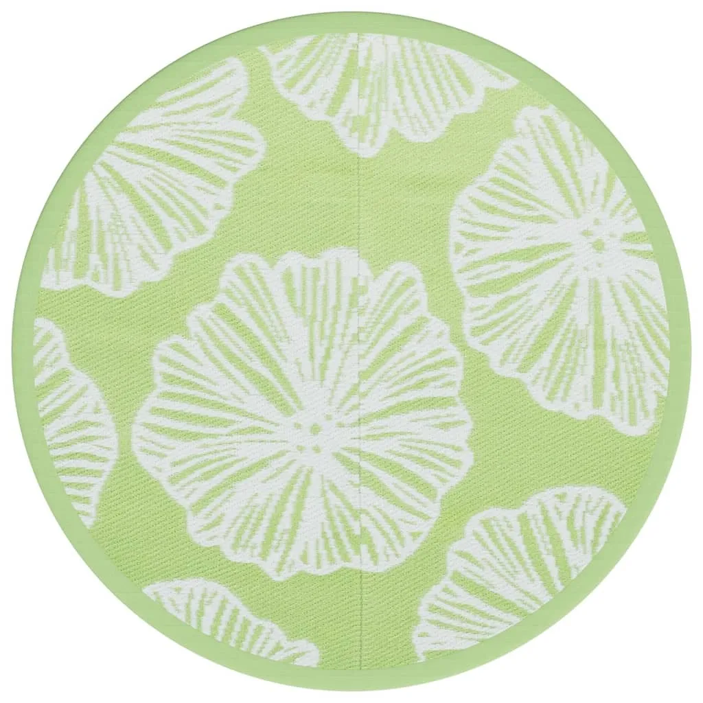 Tapis de Terrasse Rond ARAKIL Vert Ø120 cm Lavable pour Jardin