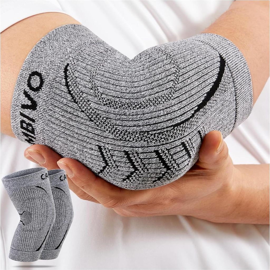 CAMBIVO Ellenbogenbandage 2 Pack, Tennisarm Bandage mit 3D Strickstoff, Ellenbogen Bandagen Herren Damen für Sehnenentzündung, Golferarm, Arthrit...