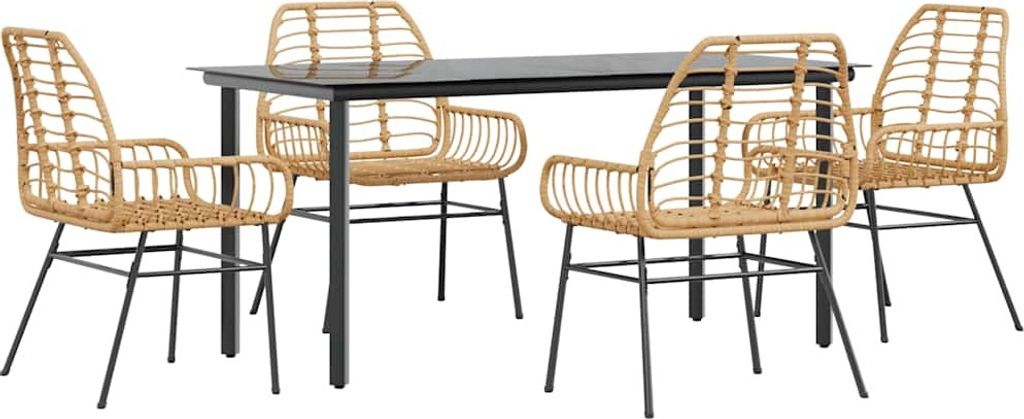 5-teiliges Garten-Esszimmerset Braunes Polyrattanglas