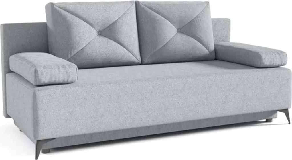 Schlafsofa Zosia, Sofa mit Schlaffunktion und Bettkasten, Klappsofa, Schlafcouch aus Veloursstoff, Couch in Frabe: Grau