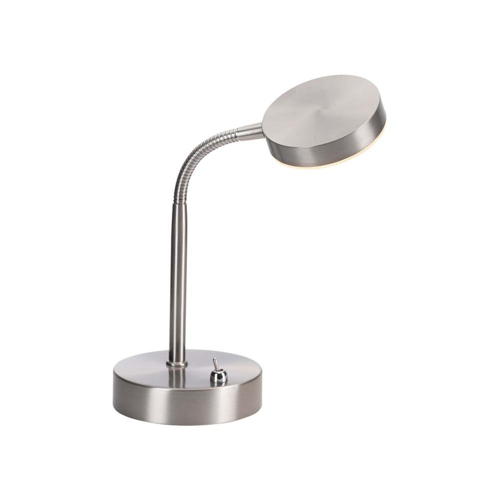 LED Tischleuchte, Flexo, stahlfarben, Kippschalter, H 30 cm