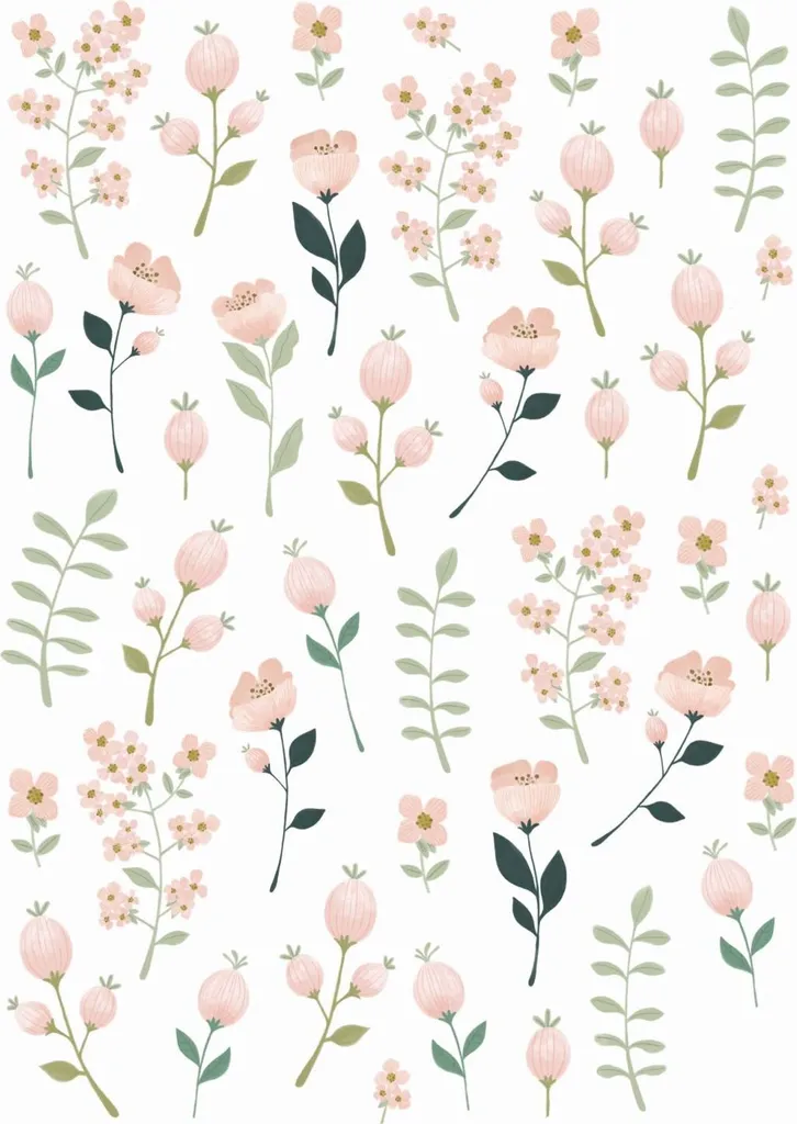 Décoration Murale Adhésive Fleurs Pastel ESTAhome pour Chambre