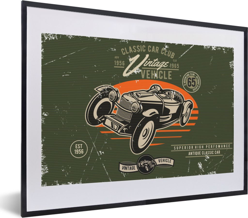 MuchoWow MuchoWow Gerahmtes Poster Oldtimer - Oldtimer - Auto 40x30 cm - Poster mit zchwarzem Bilderrahmen - Bilderrahmen - Poster im Rahmen