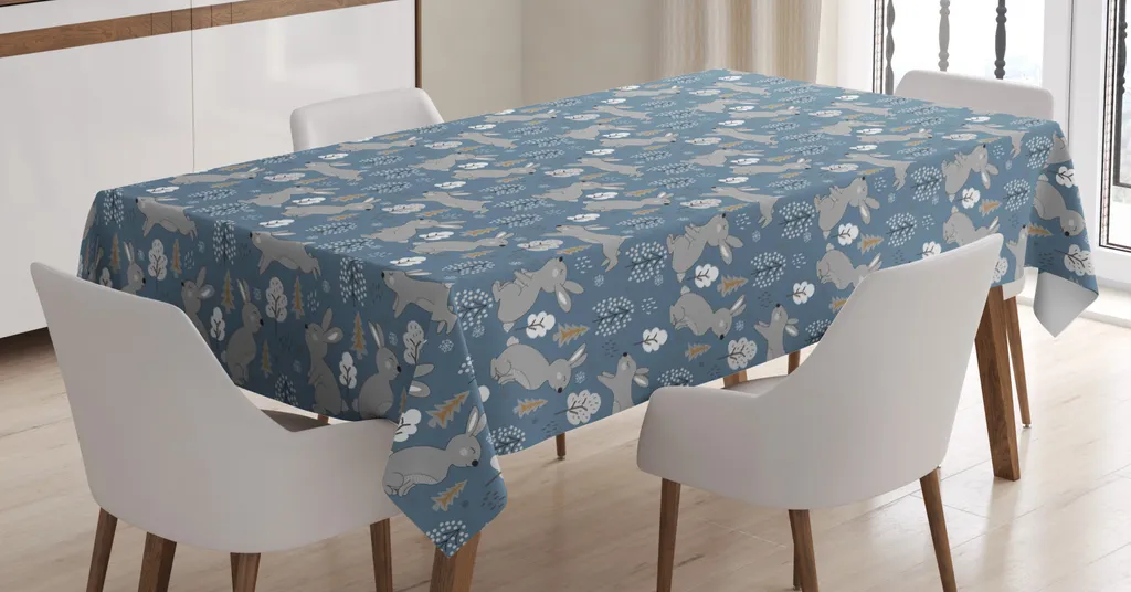 Tovaglia ABAKUHAUS 140x200 cm - Stile Invernale Chic Blu e Tortora