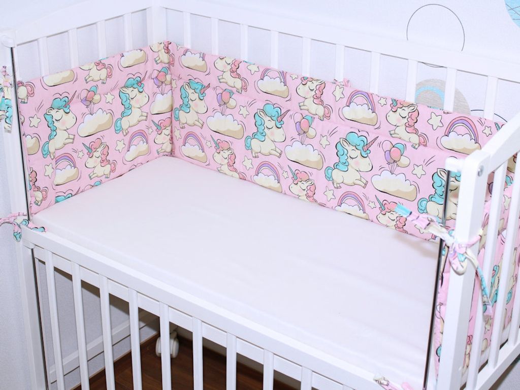 PRIMAWELA Baby Nestchen 170 cm für Beistellbett 40x90 cm Baby Bettumrandung Luftschutz - 19. Einhorn