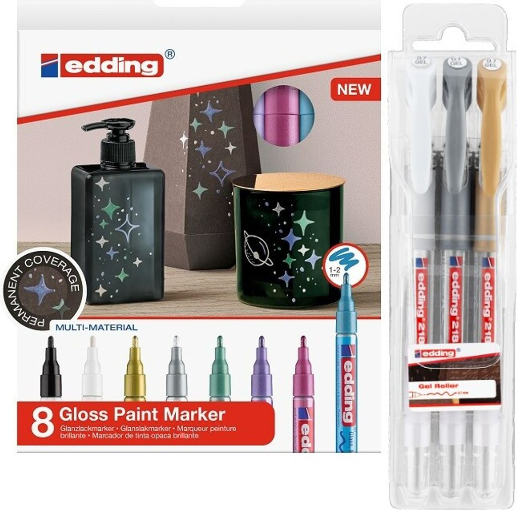 Lakový popisovač EDDING 751, 8ks metalických barev + DÁREK Obrázek produktu 
