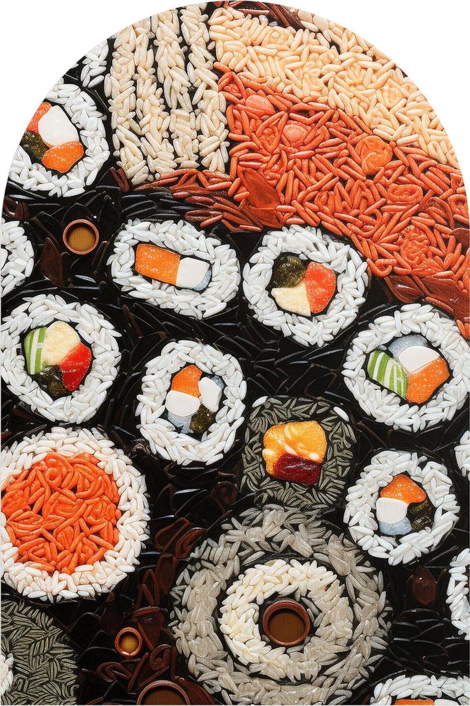 DEQORI Fototapete Rundbogen 100x150 cm 'Sushi-Symphonie' Wand Tapete Leinwand Sticker