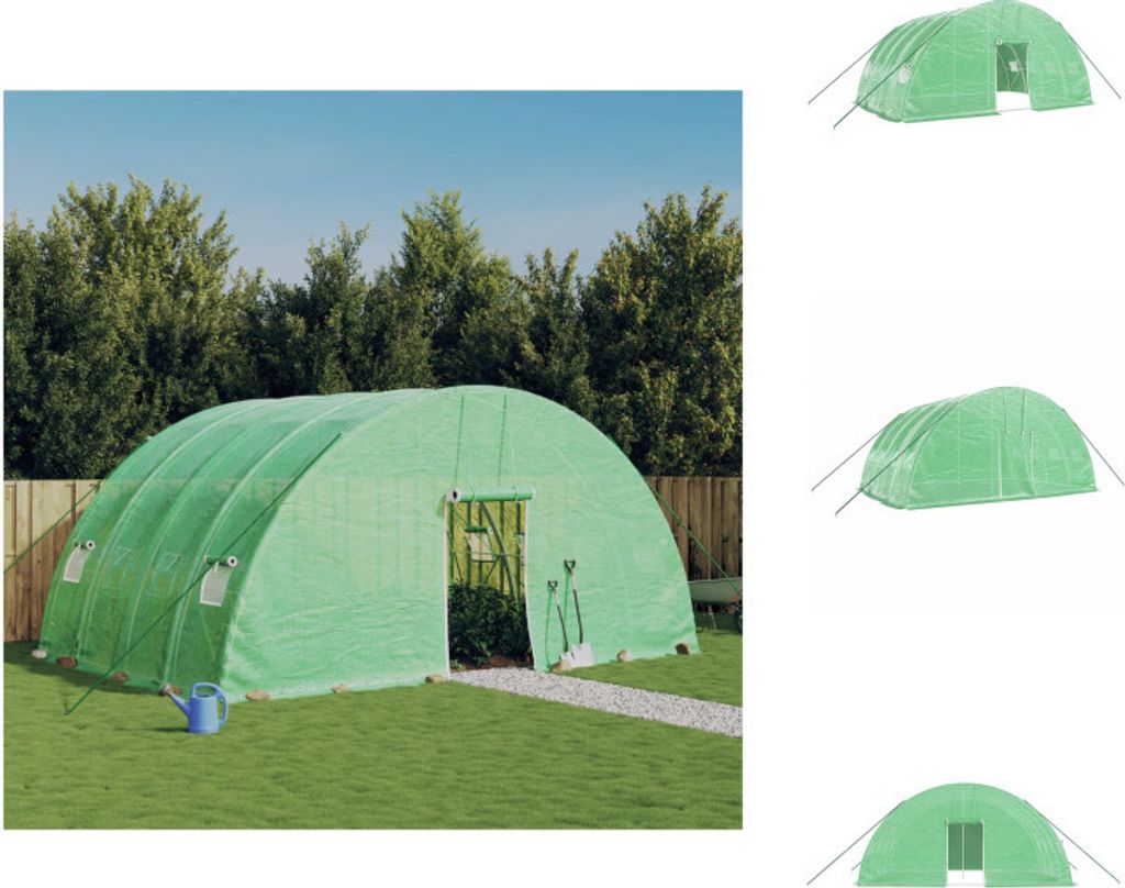 vidaXL Gewächshaus mit Stahlrahmen Grün 24 m² 6x4x2,85 m - Gewächshäuser