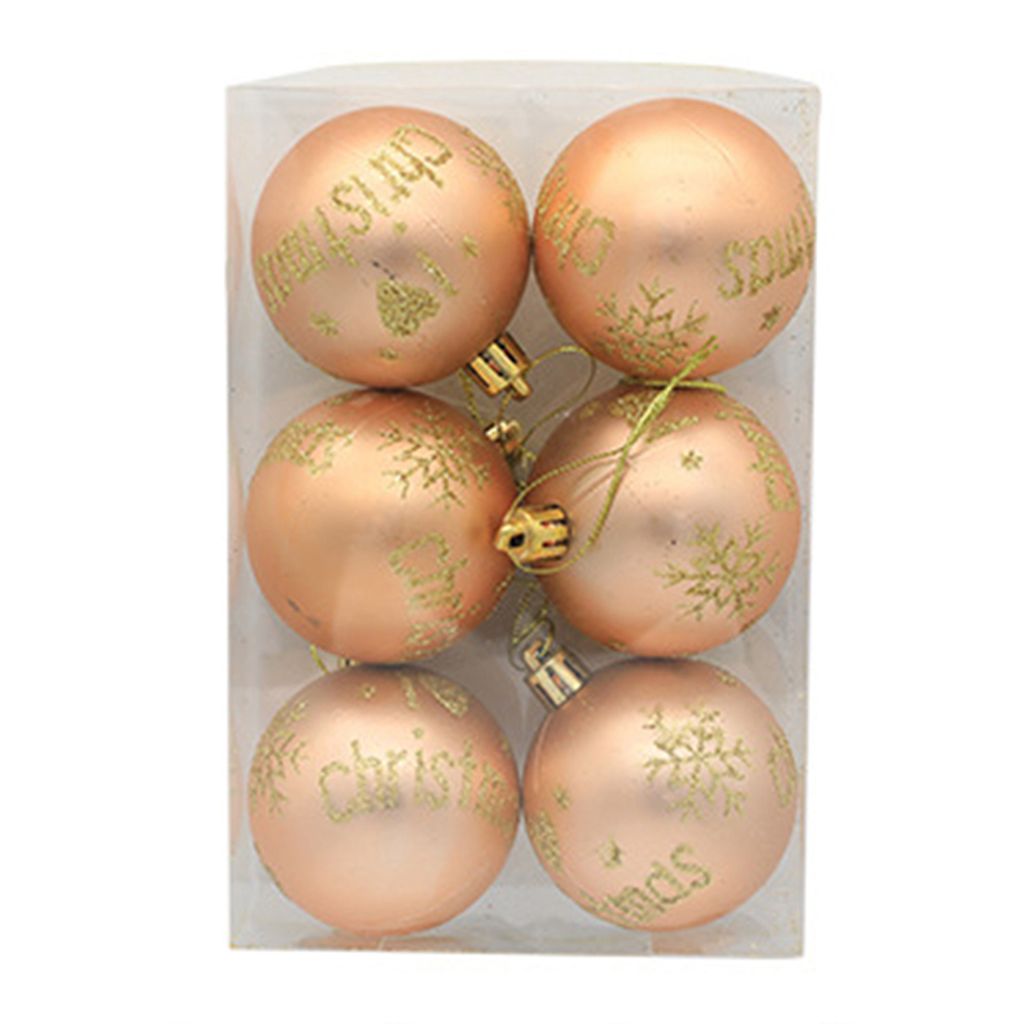 6pcs Weihnachtskugeln Festliche exquisite dekorative glitzerne Weihnachtsbaumbrieffarbe gestrichene Bälle Dekor für Weihnachten-B Champagner Gold