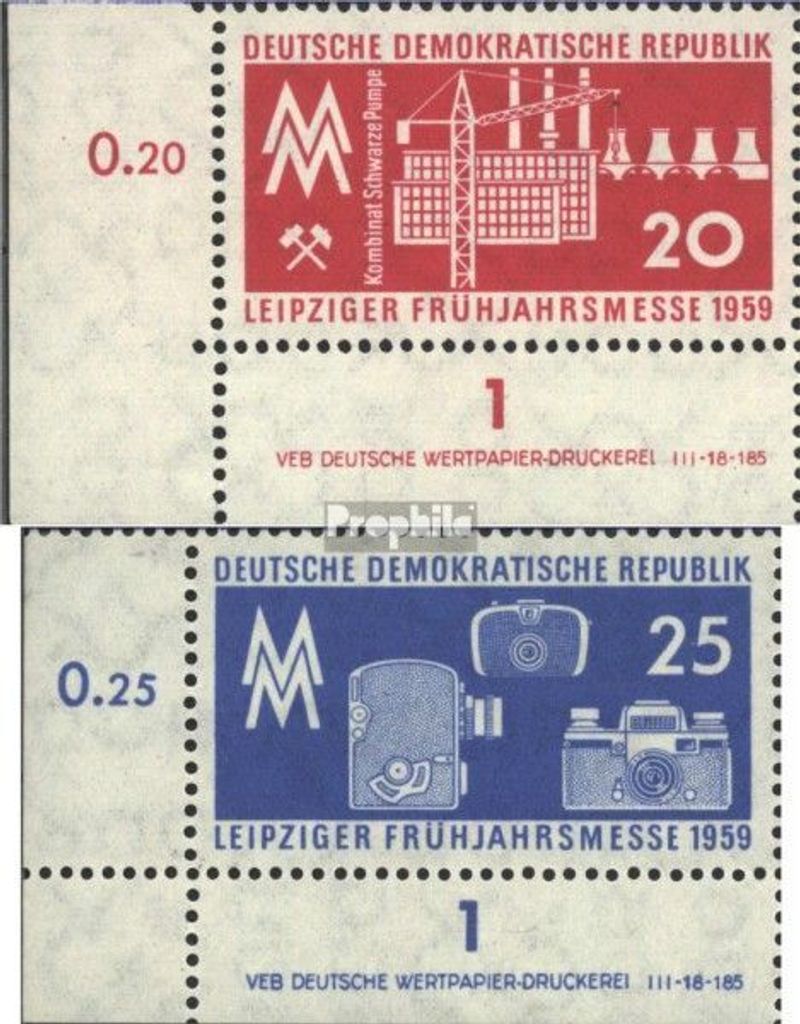 Briefmarken DDR 1958 Mi 678DV-679DV mit Druckvermerk Produktbild 