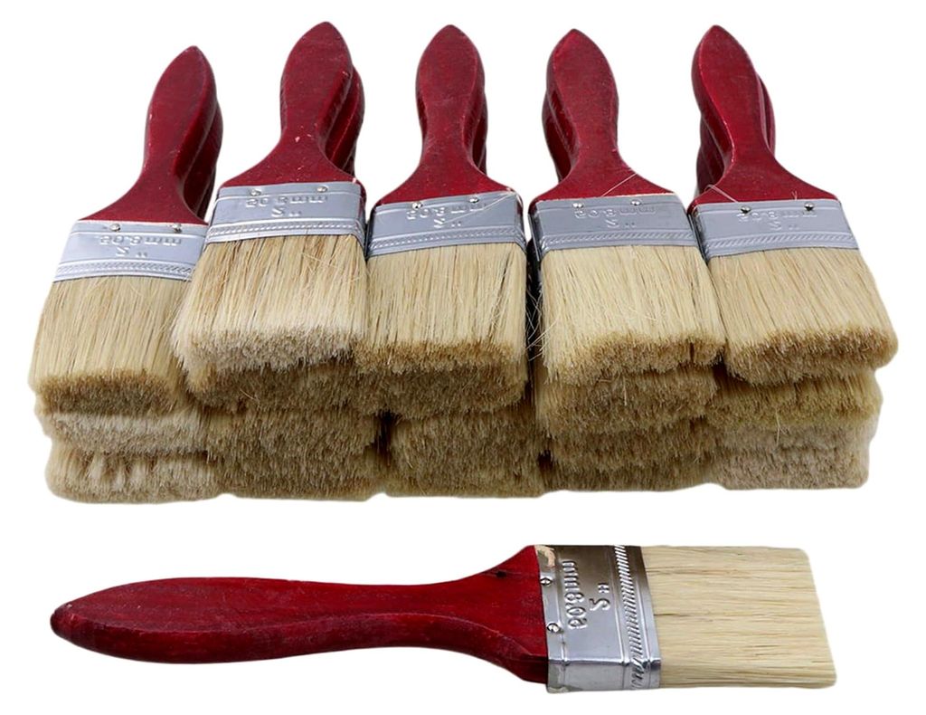 Malerpinsel mit rotem Holzgriff, 3,8 cm Breite für Farbe, Beize, Lack, Gesso, Grundierung, Klebstoff, 20 Stück