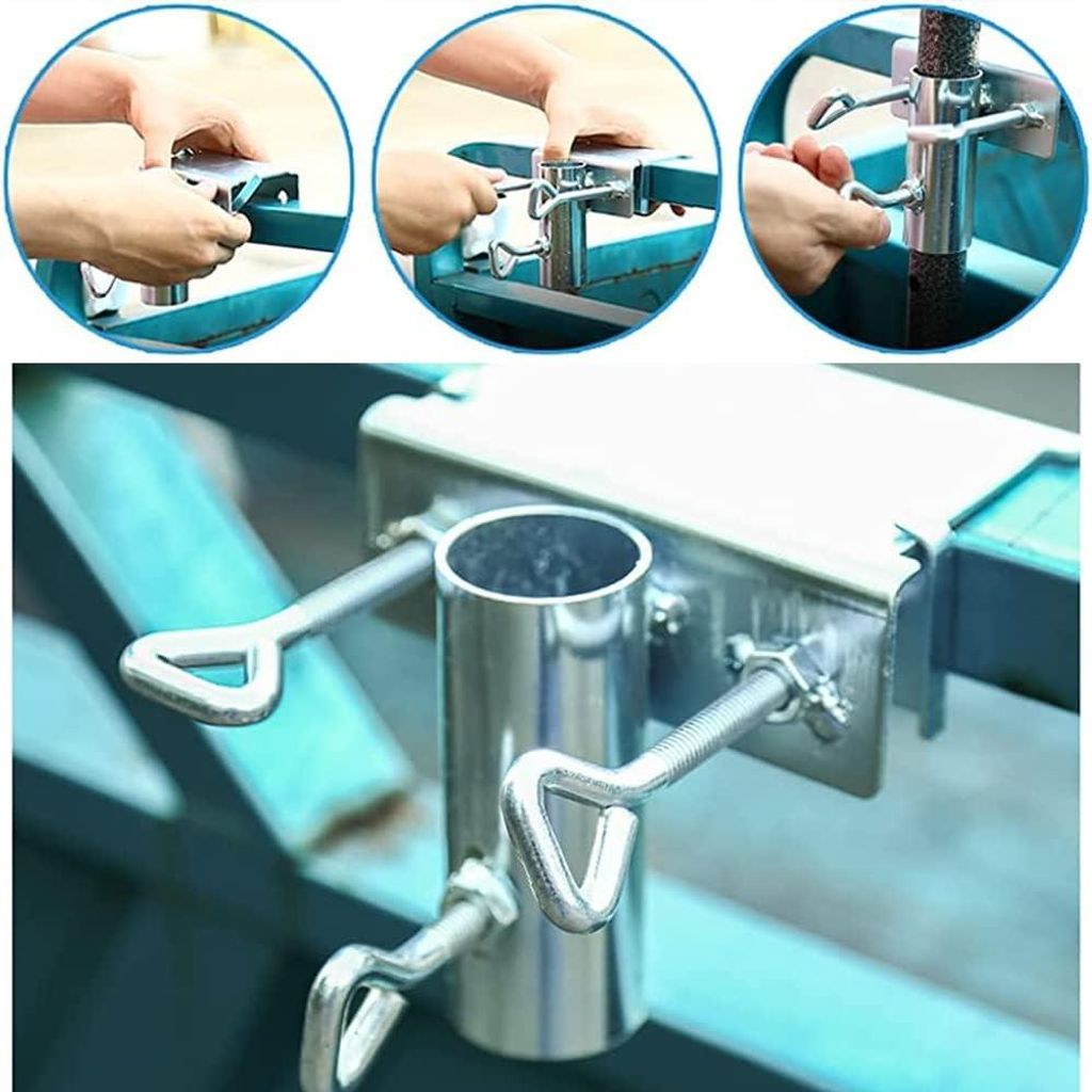 Zilver - Parasolstandaard, Balkonleuning, Verstellbar, Platzsparend, Balkonparasolstandaard, Balkonleuning, Parasolstandaard