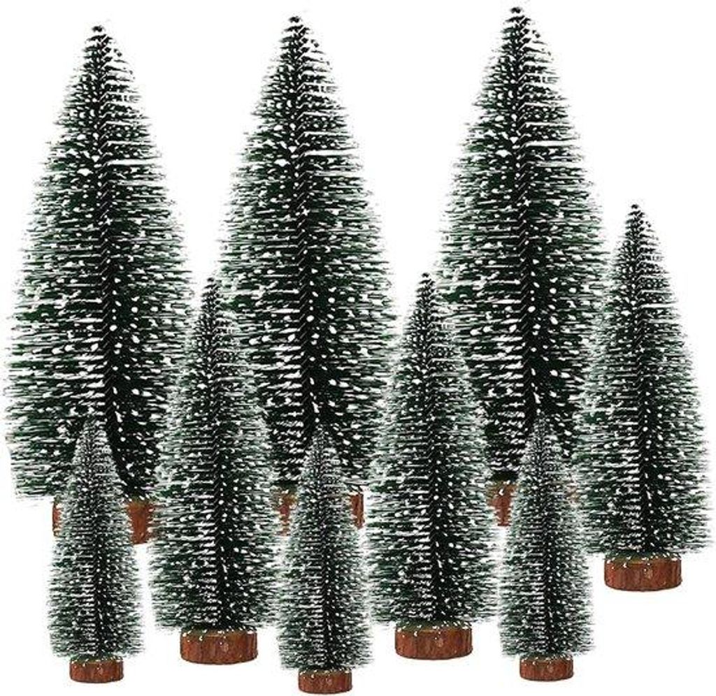 Miniatur-Dekorpalme mit Schneeeffekt für Tischgestaltung, grün, 9 Stück