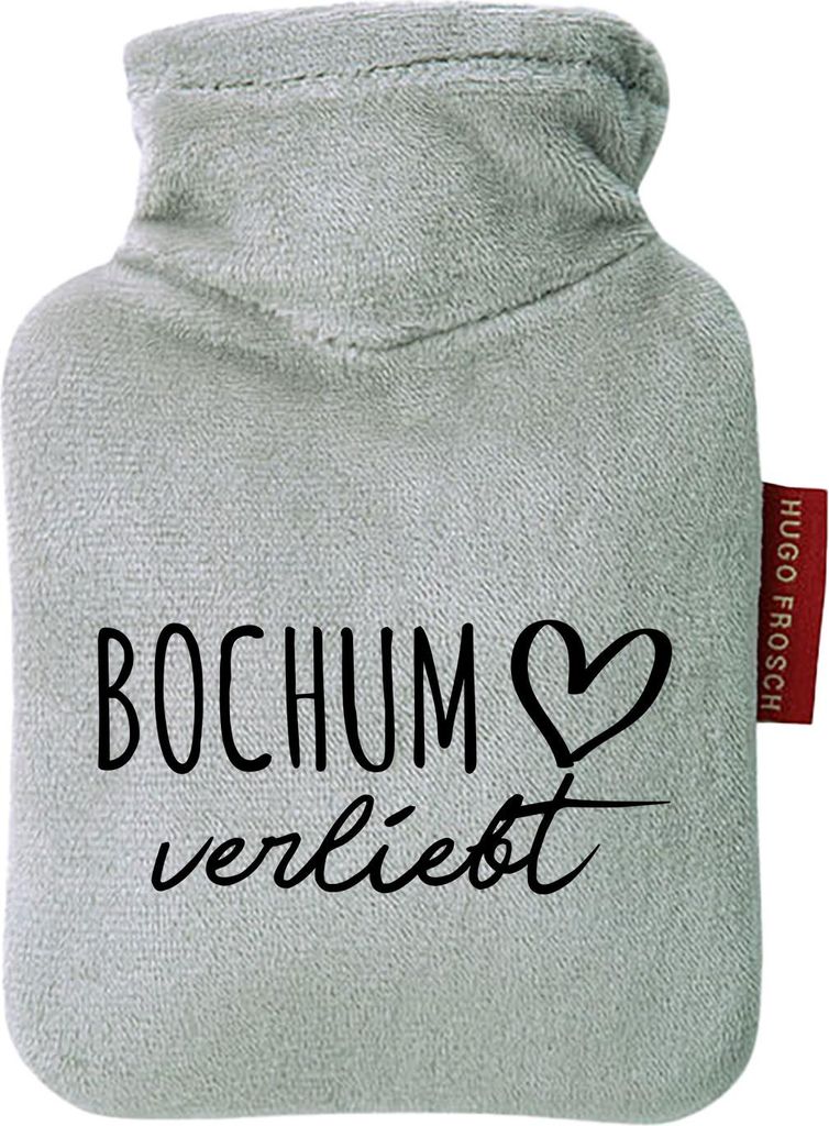 Huuraa Mini-Wärmflasche Bochum verliebt 0,2 Liter Grey Mini Veloursbezug Taschenwärmer Geschenkidee