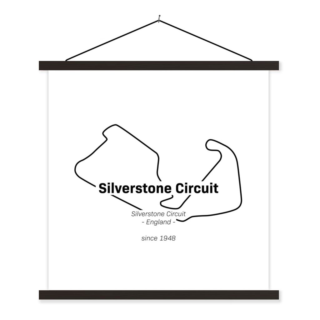 MuchoWow Textilposter Formel 1 - Silverstone - Rennstrecke 90x90 cm mit schwarzem Rahmen - Magnetisches