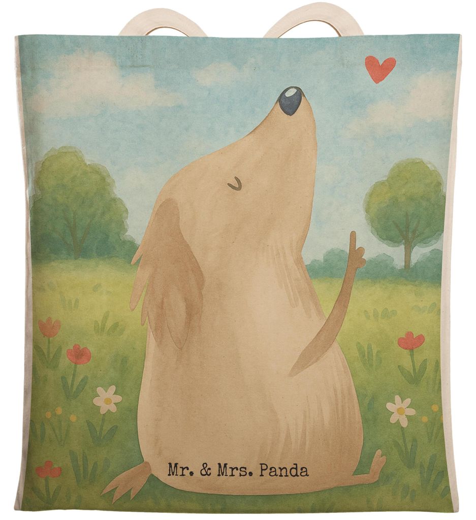 Mr. & Mrs. Panda Tote Bag Hund Liebe Design - Weiß - Geschenk, Sprüche, Herz, Beutel, Einkaufstasche, Stoffbeutel, shopping, Tasche, Hunde