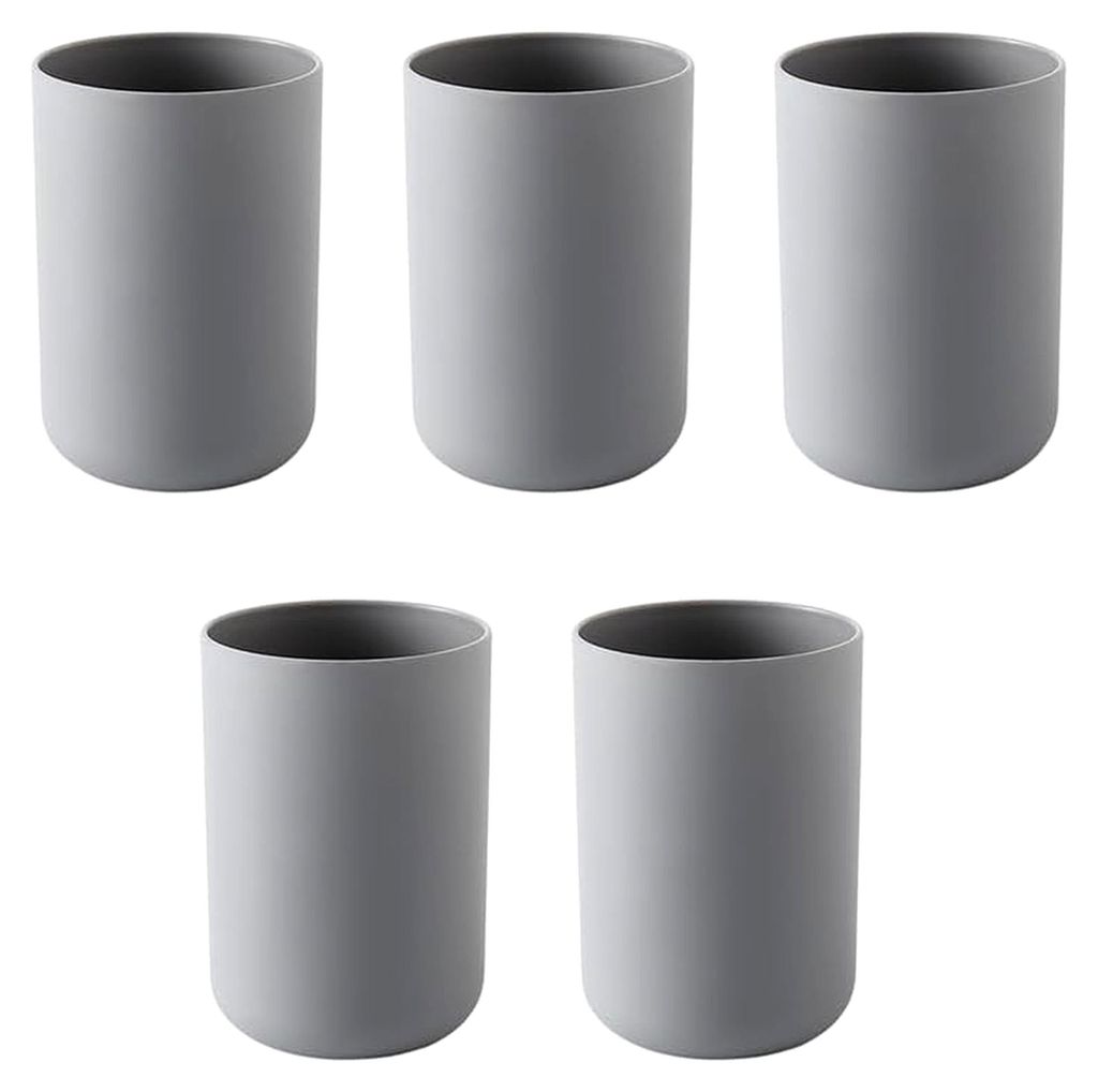 5 Stück Kunststoff Zahnputzbecher für Paare Mundspülbecher Badaccessoires 7,20 x 7,20 x 10,30 cm in Grau