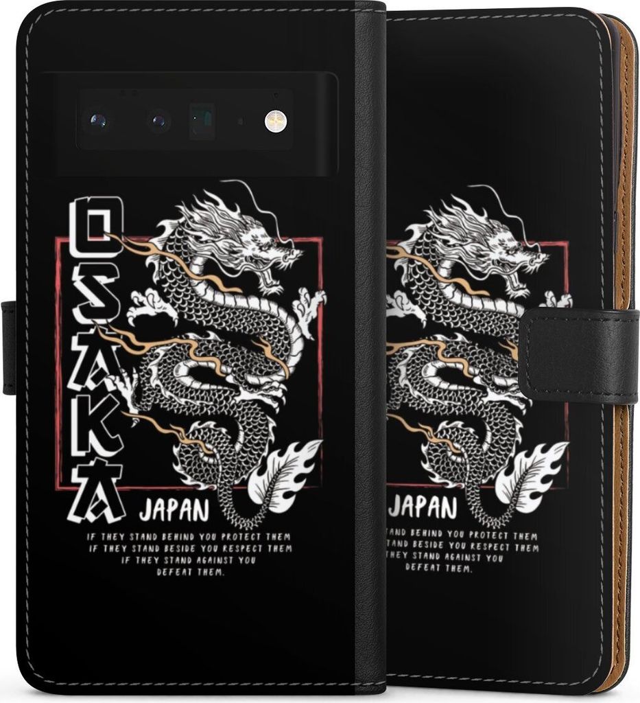 DeinDesign Klapphülle für Google Pixel 6 Pro Handytasche Lederhülle Tasche Drache Japan Meer