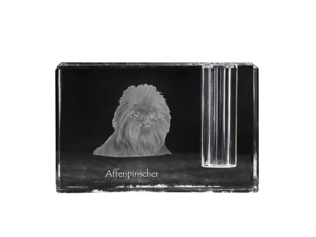 Affenpinscher - Stifthalter, Kristallorganizer mit Hundefoto, einzigartige Schreibtischdekoration der Marke Art-Dog