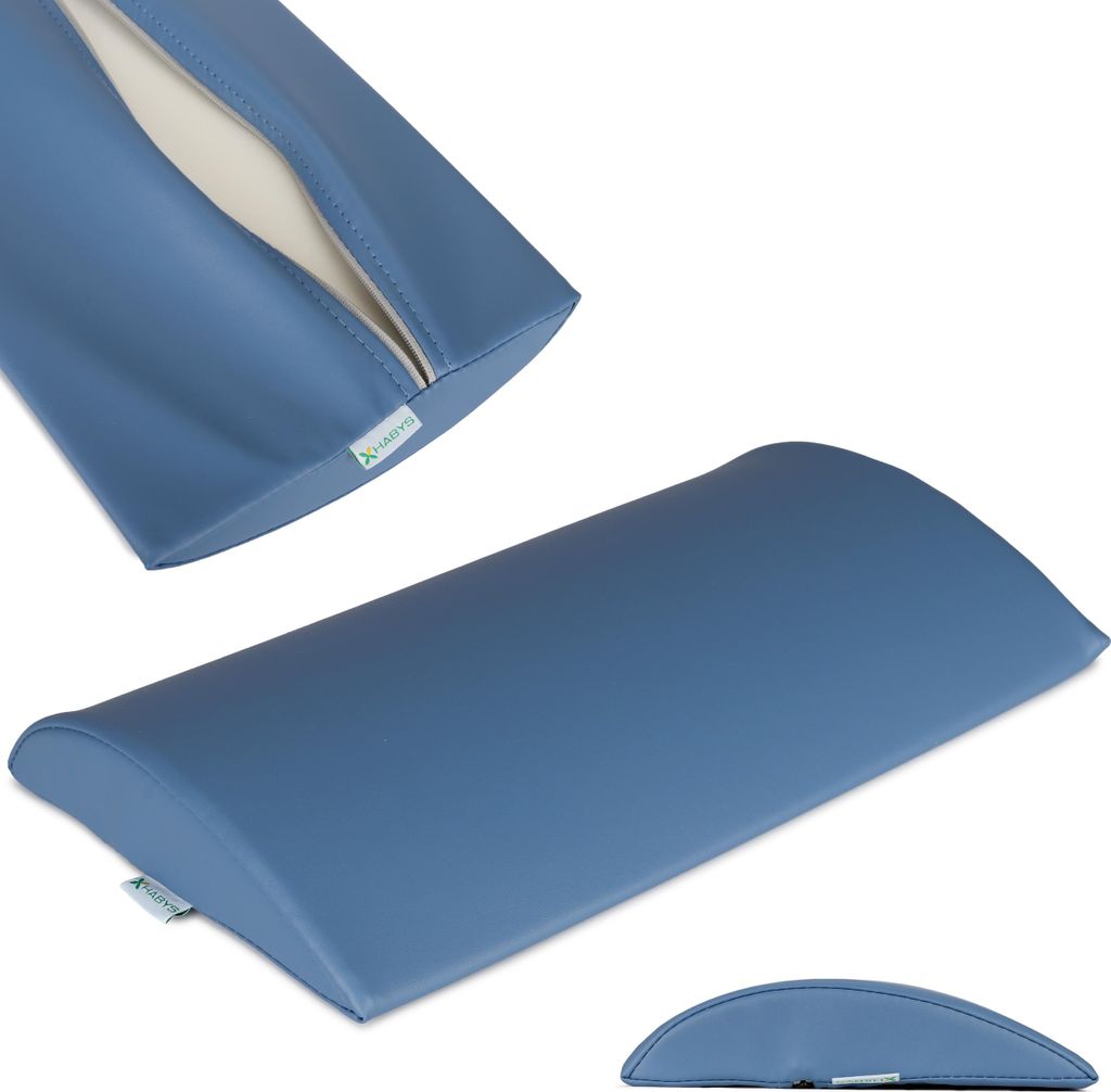 Habys Lenden-Halbrolle, Lagerungsrolle, Nackenkissen, Nackenrolle | für Massage und Therapie, Kniehalbrolle, 40x25x5cm | Hart Blau