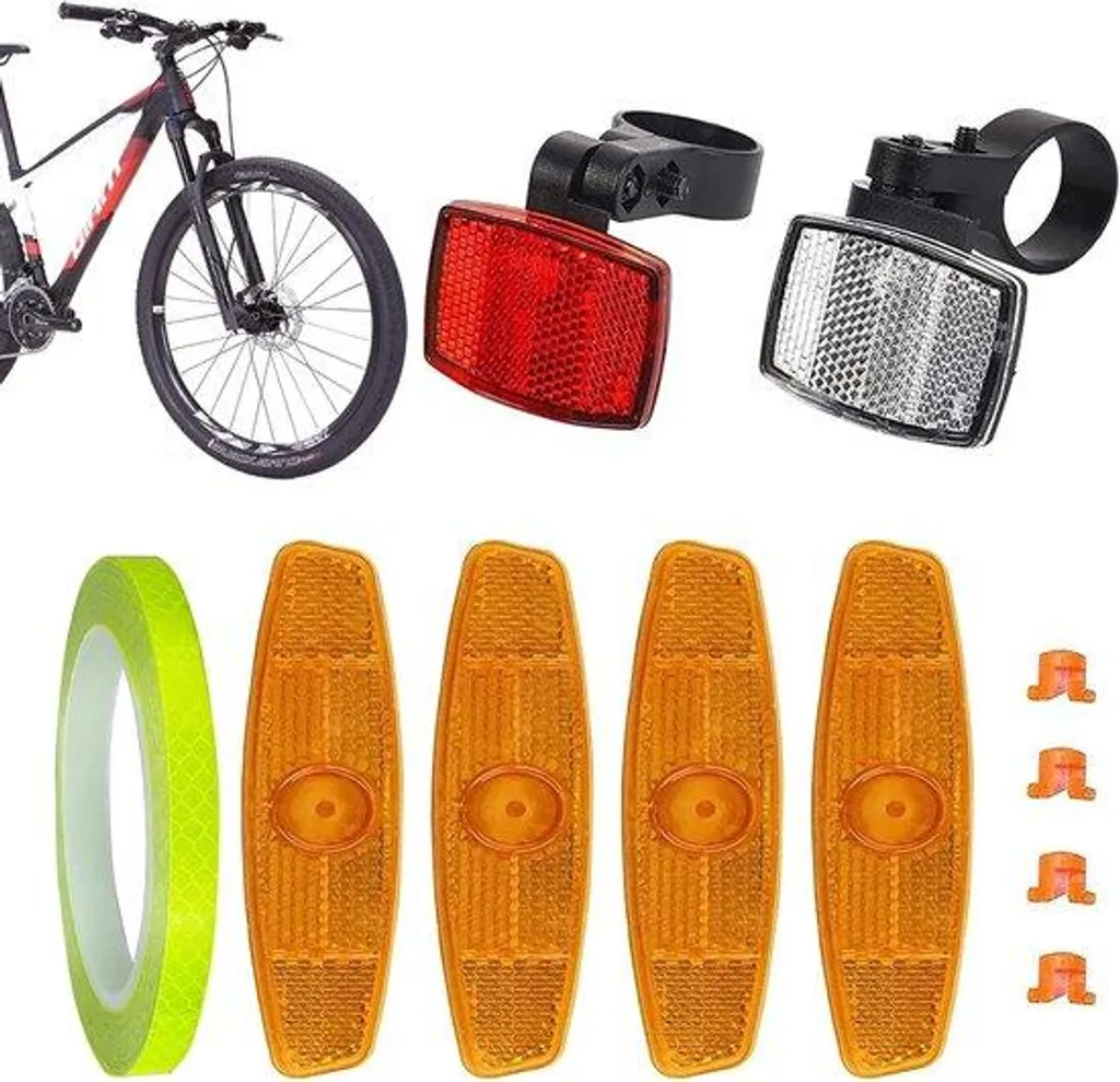 Kit Catadioptres Vélo Avant Blanc & Arrière Rouge - Sécurité Réfléchissante