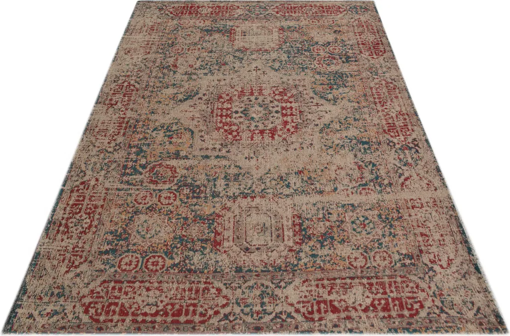 Tapis de chambre rouge et beige Camlin 120x170 pour déco chaleureuse