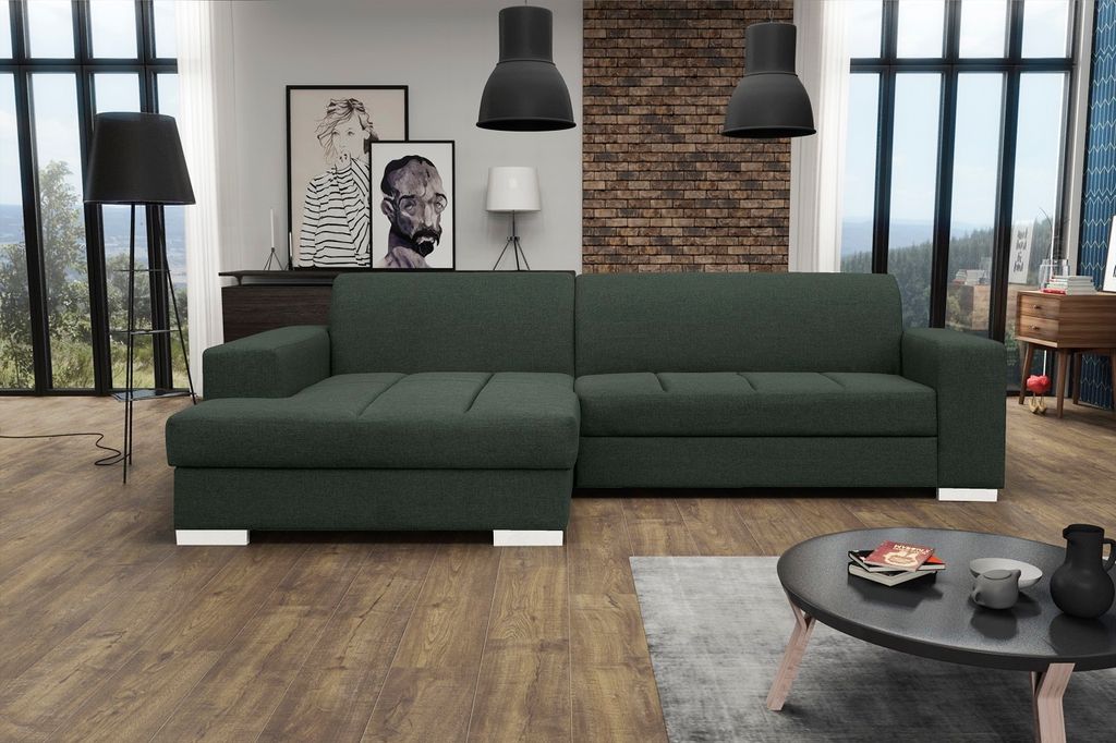 Ecksofa Eckcouch L-Form Sofa Schlafsofa LUBERO malmo 37 links mit Schlaffunktion und Bettkasten