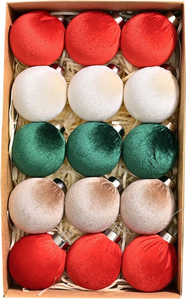 15 Stück Weihnachtskugel-Ornamente, leichte, bruchsichere Samtkugeln, wiederverwendbar, festliche Hängedekorationen für den Weihnachtsbaum zu Hause