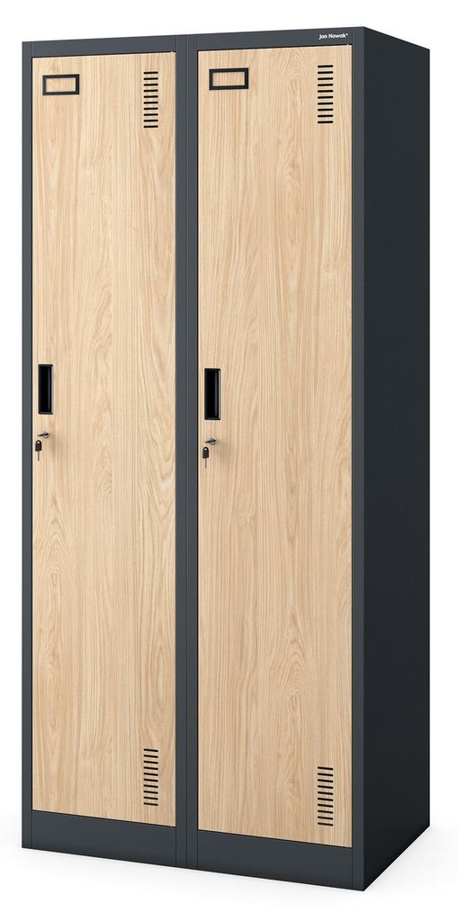Stahlspind Garderobenschrank Spind Kleiderspind Doppelspind 2 Abteile Flügeltüren Trennwand Pulverbeschichtung 180 x 80 x 50 cm Anthrazit / Sonom...