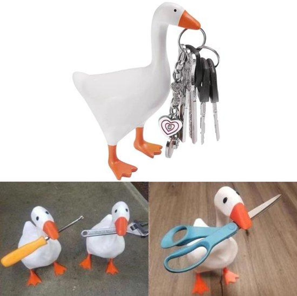 Magnetische Enten-Schlüsselanhänger - Magnetische Schlüsselhalter in Form einer Ente - Weiß - Perfekt für Esszimmer, Arbeitsplatz und Wohnbereich