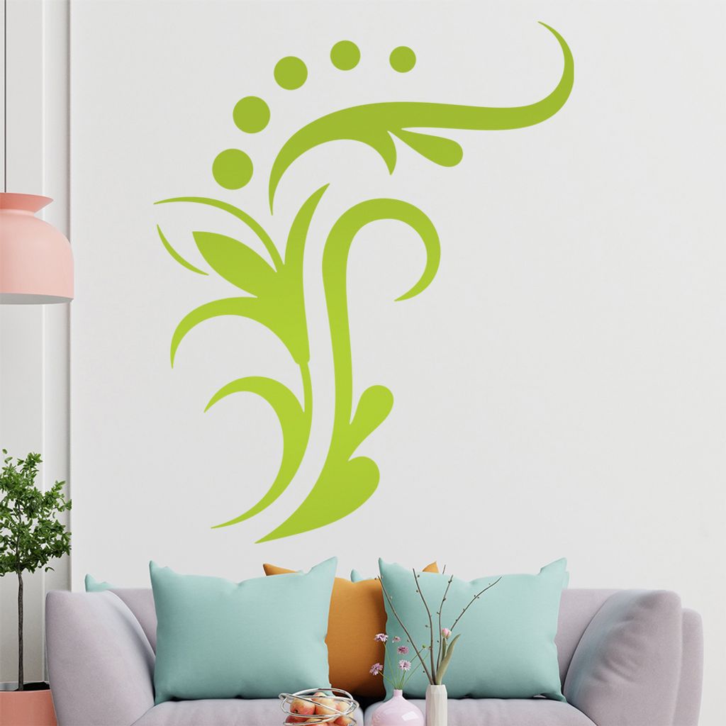 Blume - Linien Punkte Wandtattoo in 6 Größen - Wandaufkleber Wall Sticker - Dekoration, Küche, Wohnzimmer, Schlafzimmer, Badezimmer