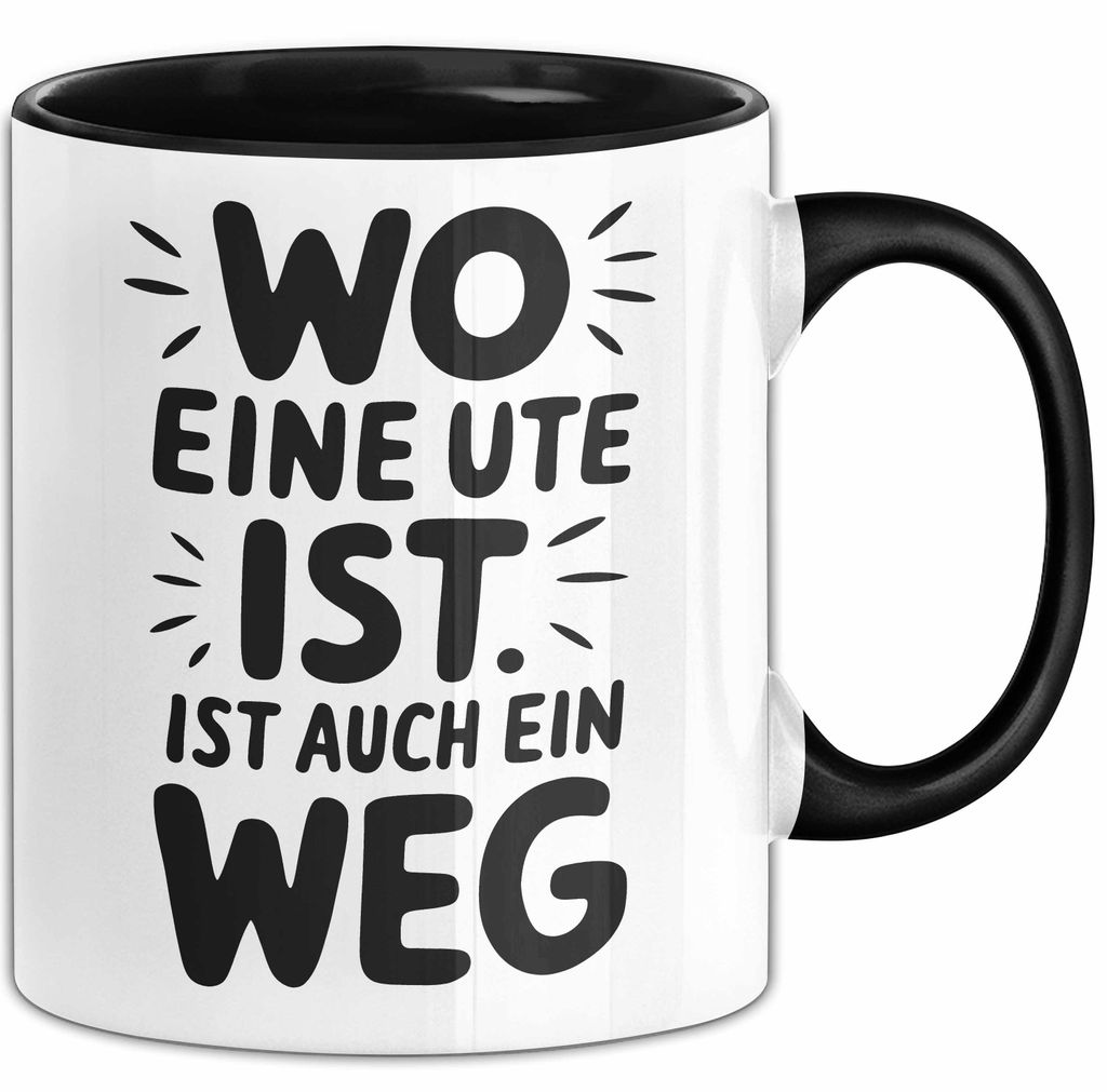 Ute Tasse Geschenk Wo Eine Ute Ist Ist Auch Ein Weg Geschenkidee Becher mit Name (Schwarz)