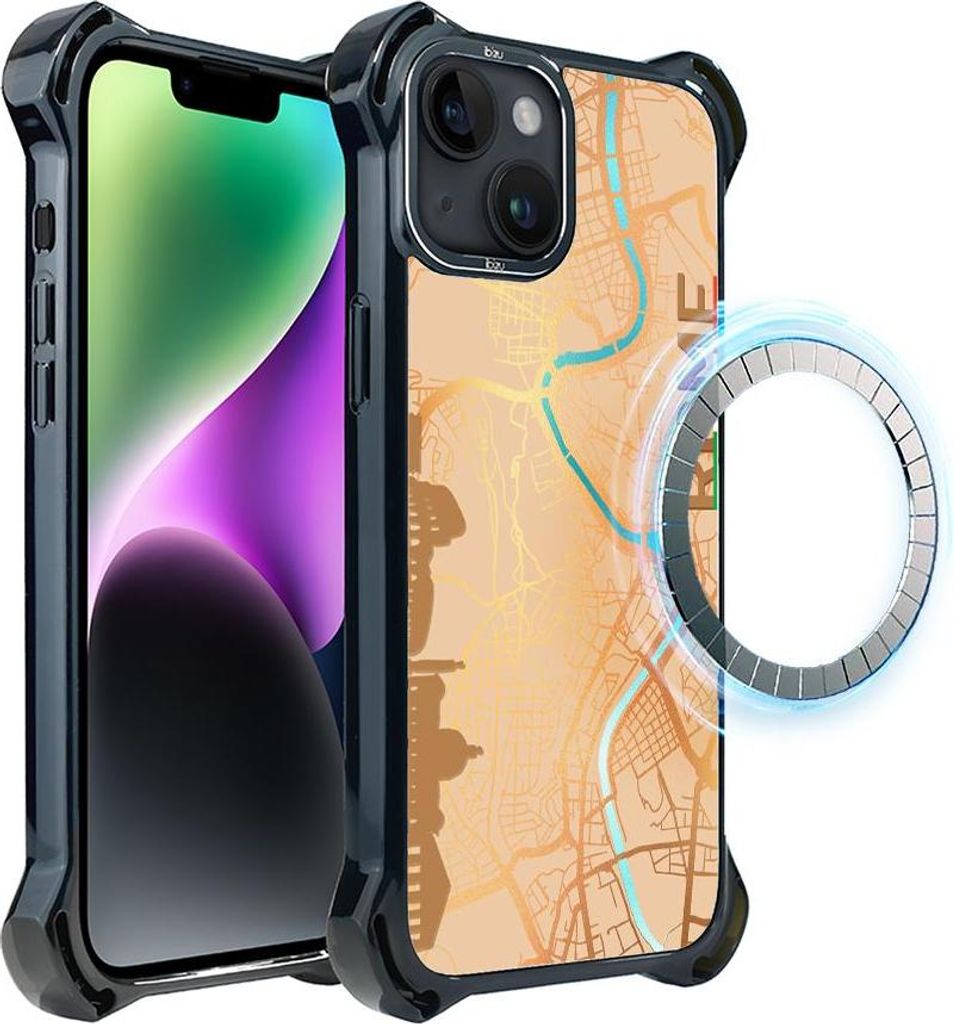 iPhone 14 Plus IBIZU DropGuard Ultra Case mit MagSafe, Weltkarten, Rom