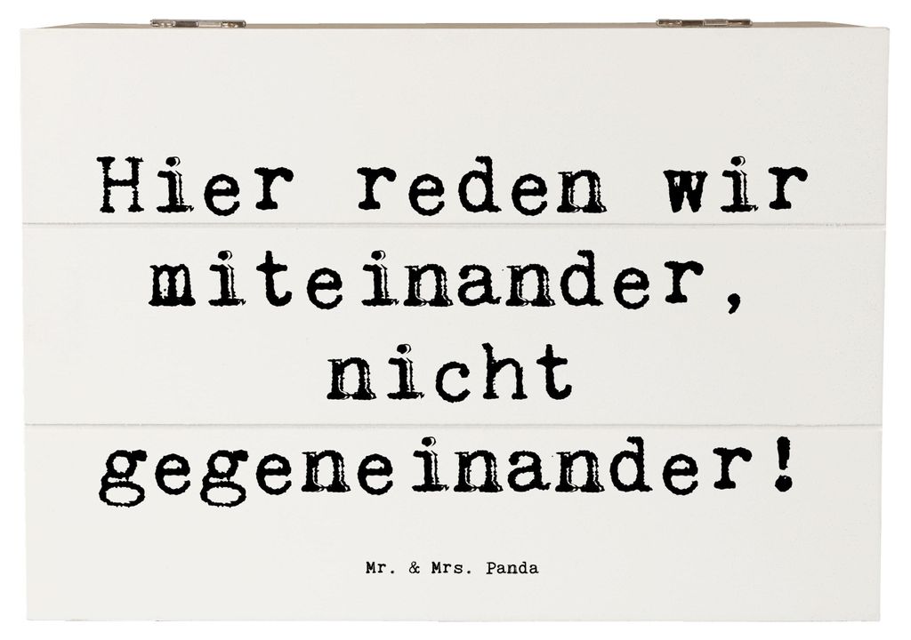 Mr. & Mrs. Panda Schatulle Spruch Konflikte friedlich lösen 22 x 15 cm - Weiß - Geschenk, Hier reden wir miteinander, Vertrauem, Unterstützung, ...