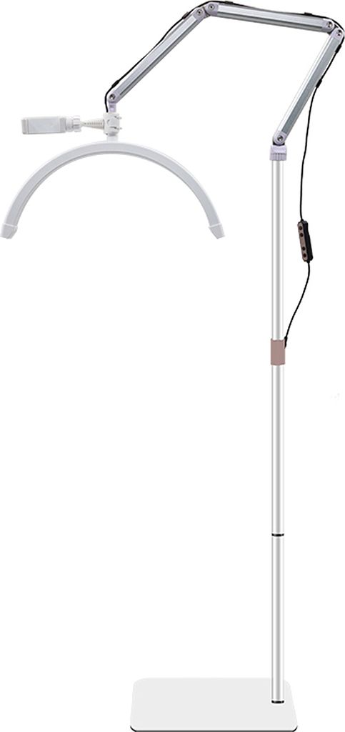 LED Halbmond Beauty Light Farbtemperatur 3000K-6000K Schwenkbar stabile Stand & Telefonhalterung weiß