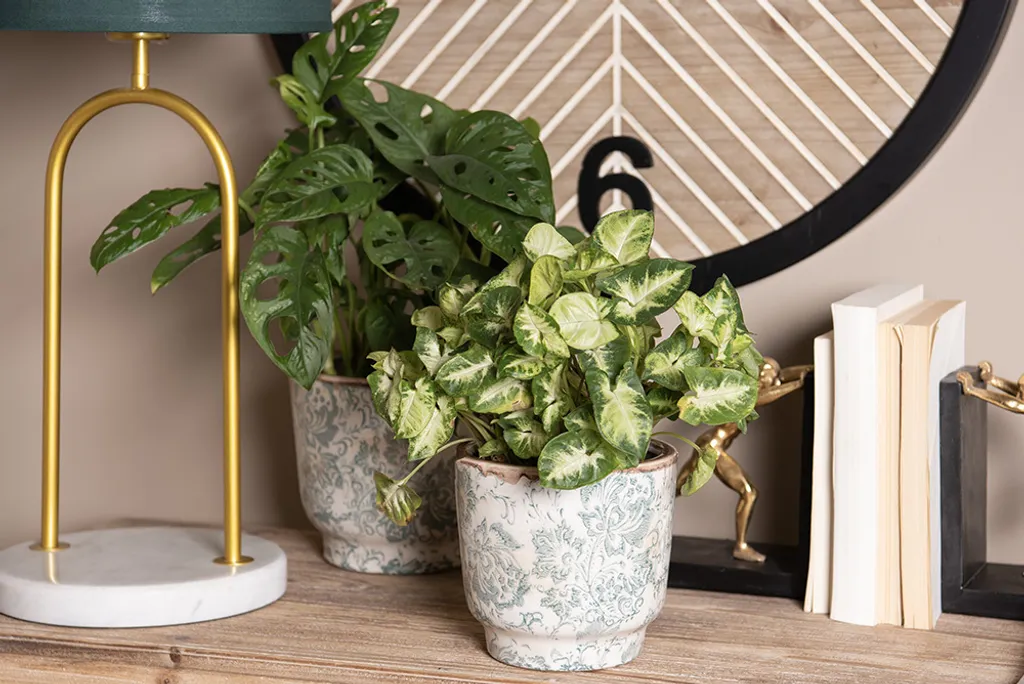 Cache-pot pour plantes d'intérieur céramique vert beige Ø 21 cm