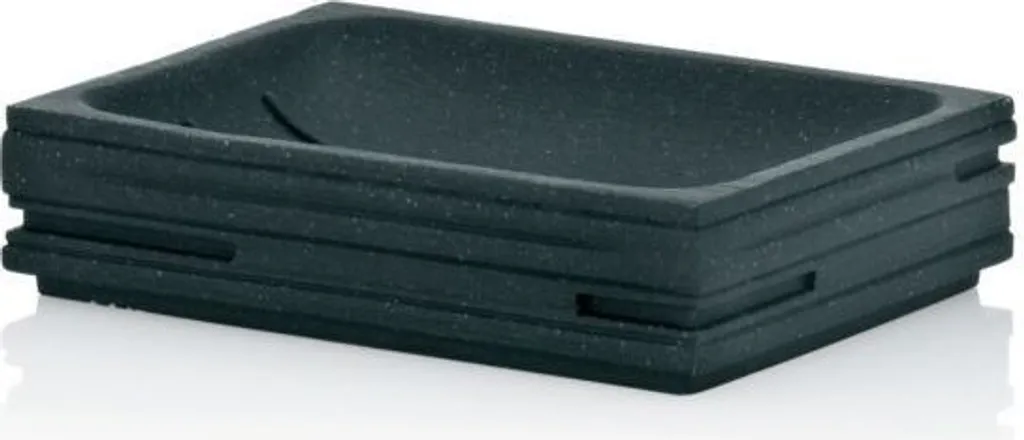 Portasapone in Poliresina Nera Posidon - Design Minimal per Bagno