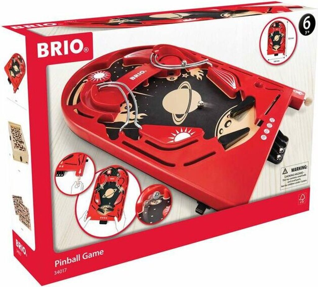 BRIO Spiele 34017 Holz-Flipper Space Safari - Pinball als Holzspielzeug für Kinder - Kinderspielzeug empfohlen ab 6 Jahren