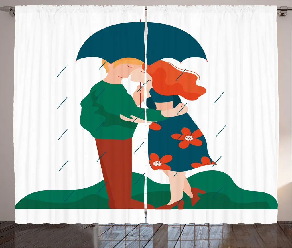 ABAKUHAUS Rideau Rustique Jeunes Couples sous Parapluie 280 x 225 cm