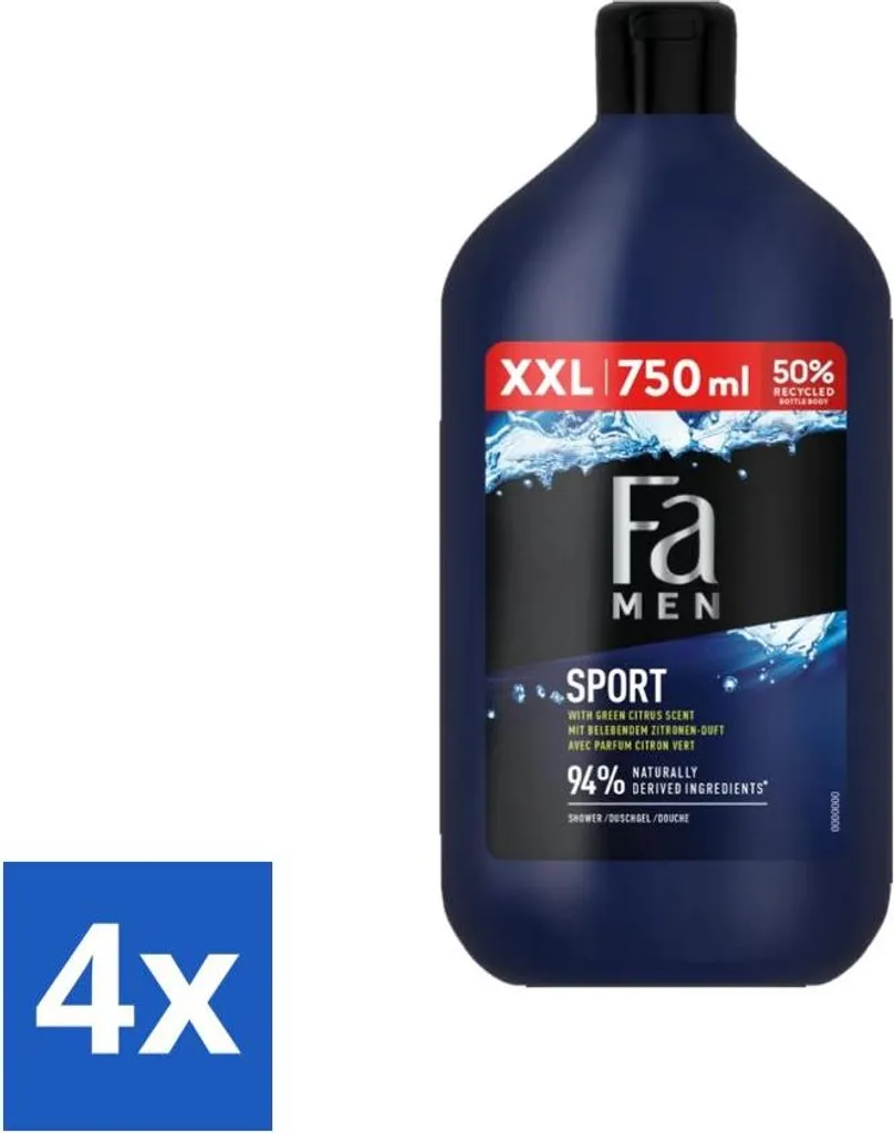 Gel Douche Homme Fa Men Sport Citron Vert Lot de 4 pour une Peau Fraîche