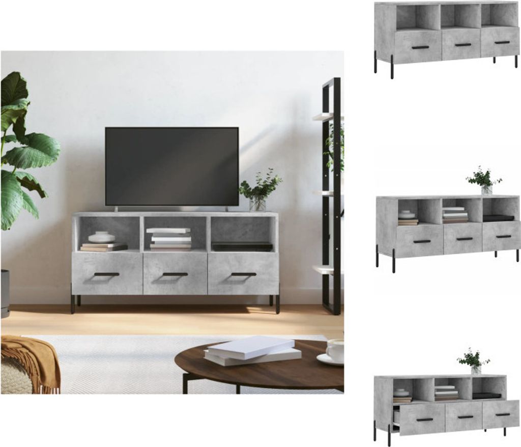vidaXL TV-Schrank Betongrau 102x36x50 cm Holzwerkstoff - TV-Möbel