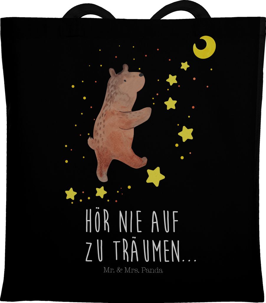 Mr. & Mrs. Panda Shopping Tasche Bär Träume - Schwarz - Geschenk, Stoffbeutel, Teddy, Tote Bag, Träumen, Traum, Uni, Traumdeutung, Schultasche, ...