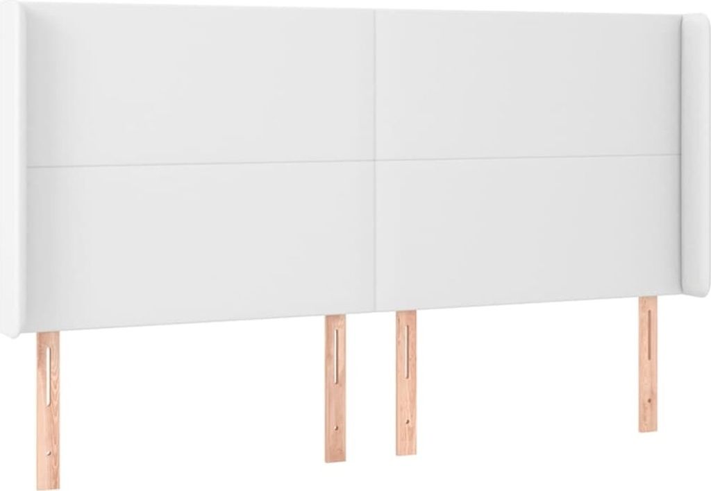Kopfteil mit Ohren Weiß 203x23x118/128 cm Kunstleder