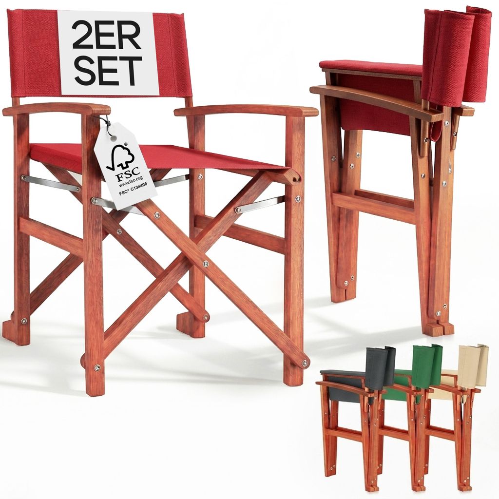 CASARIA® Regiestuhl 2er Set aus FSC® Eukalyptusholz – Produktbild 