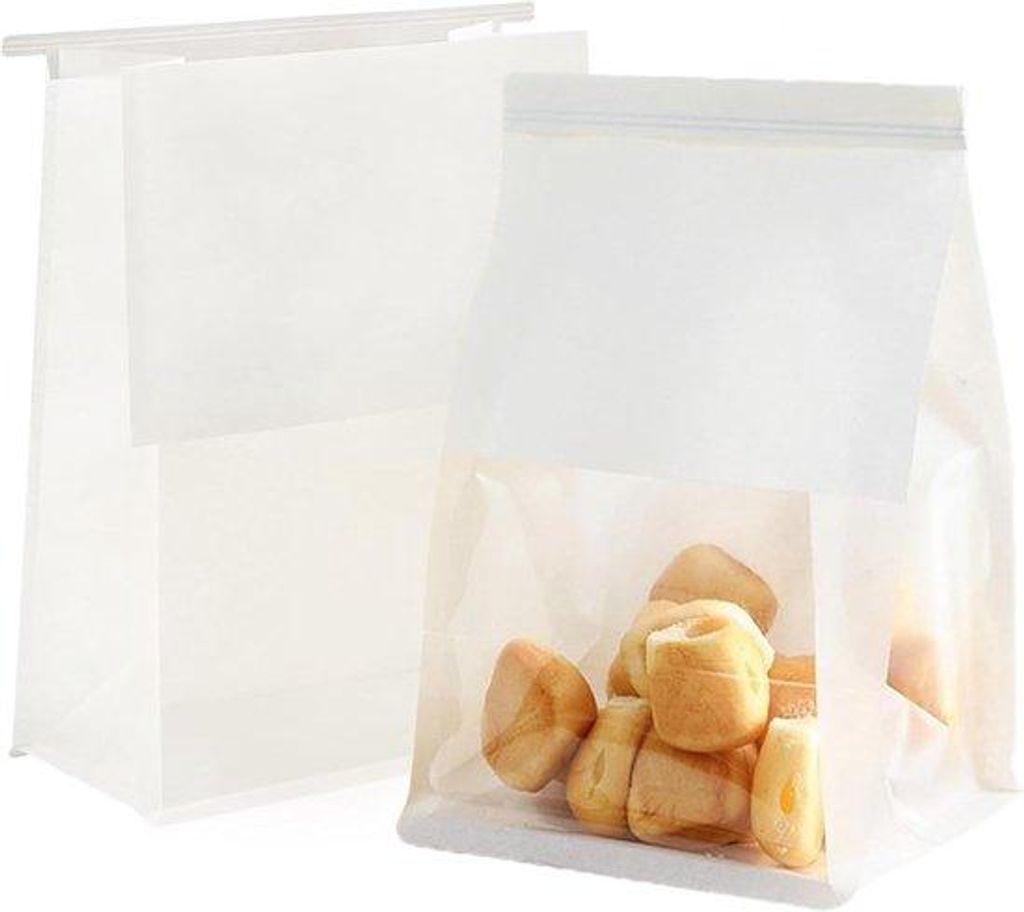 30 Stück Backpapier-Tüten mit Fenster, 16 x 26 + 13 cm Bäckertüten für selbstgemachtes Toastbrot mit Verschlüssen, fett- und wasserabweisend,...