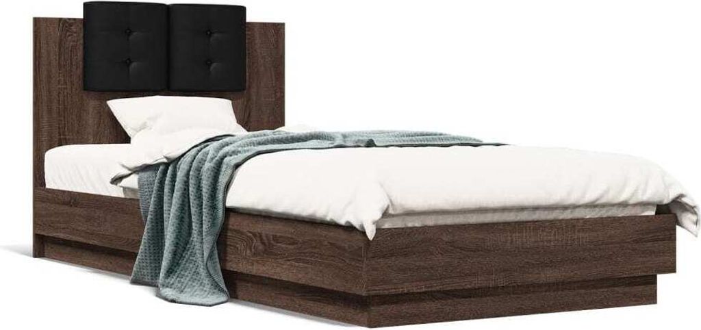 CLORIS Bettgestell mit Kopfteil Braun Eichen-Optik 100x200 cm 3209939