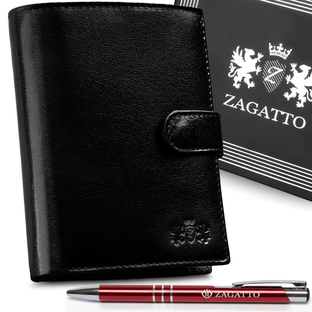 Zagatto Geldbörse Herren Leder Vertikales Naturleder RFID Schwarz ZG-N4L-F19