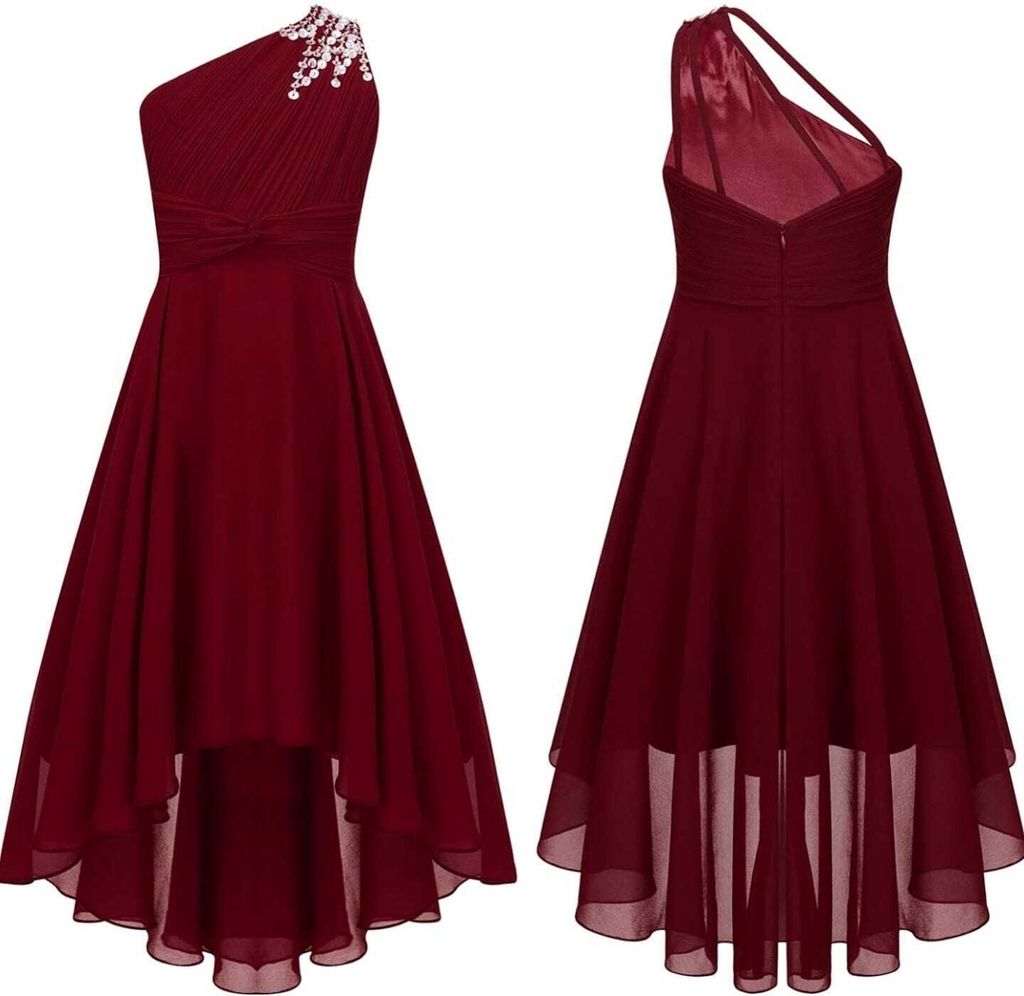 Elegantes Ein-Schulter Hochzeitskleid für Mädchen | Produktbild 3